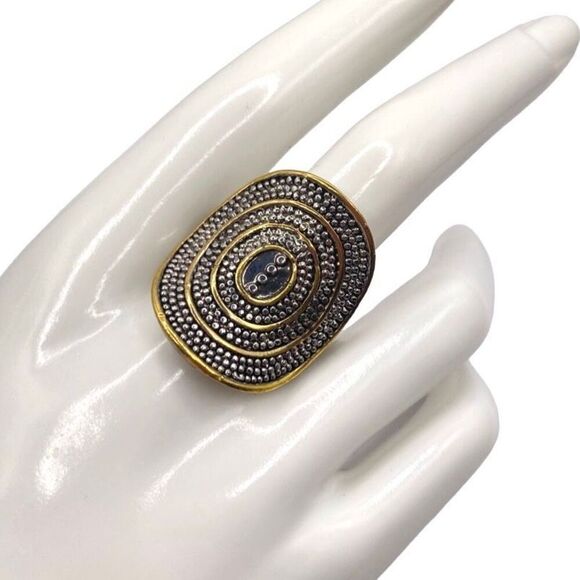 Mixed metal two tone saddle ring size 9 - Picture 2 of 4